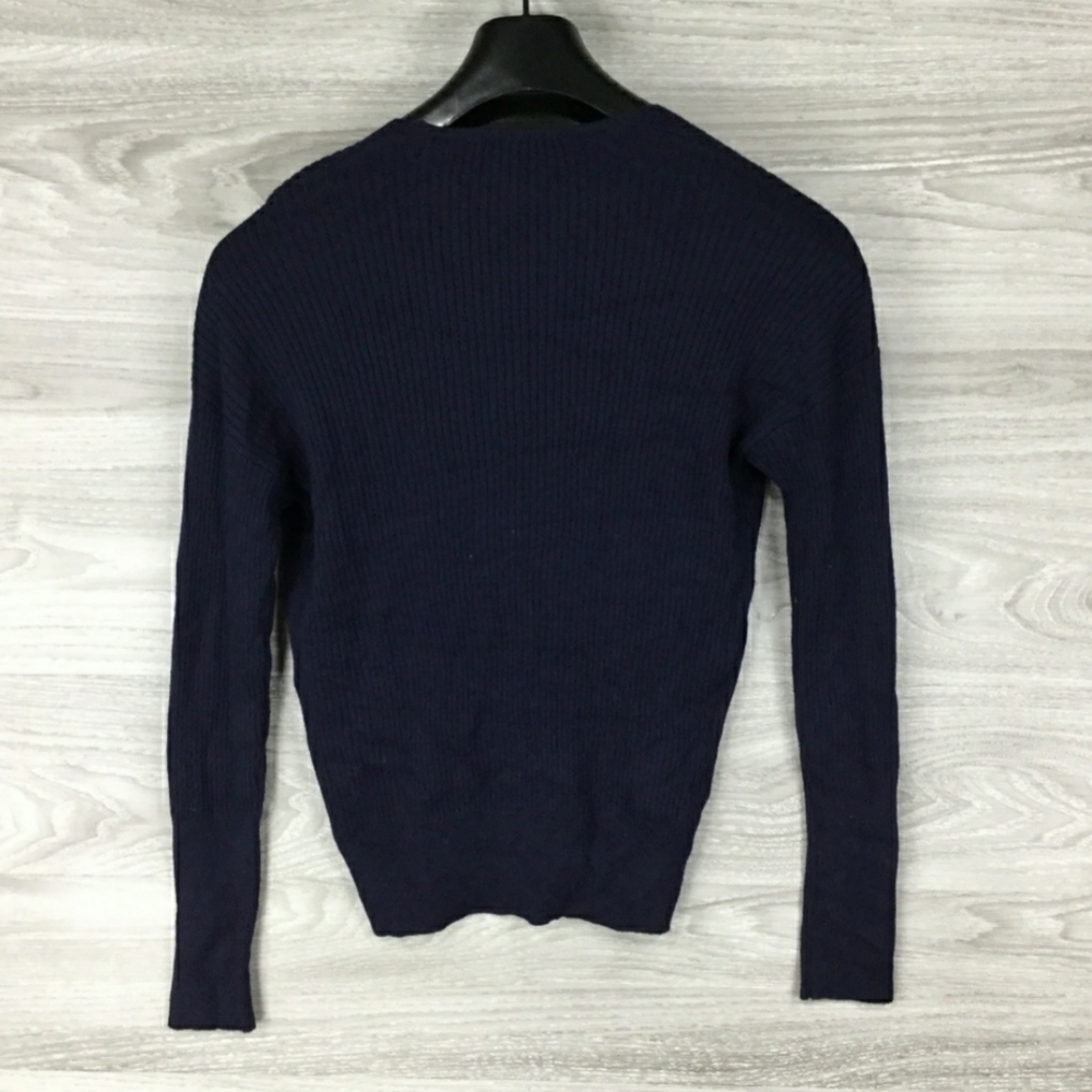 Elodie Navy Ribbed Wrap Sweater - Picture 6 of 6